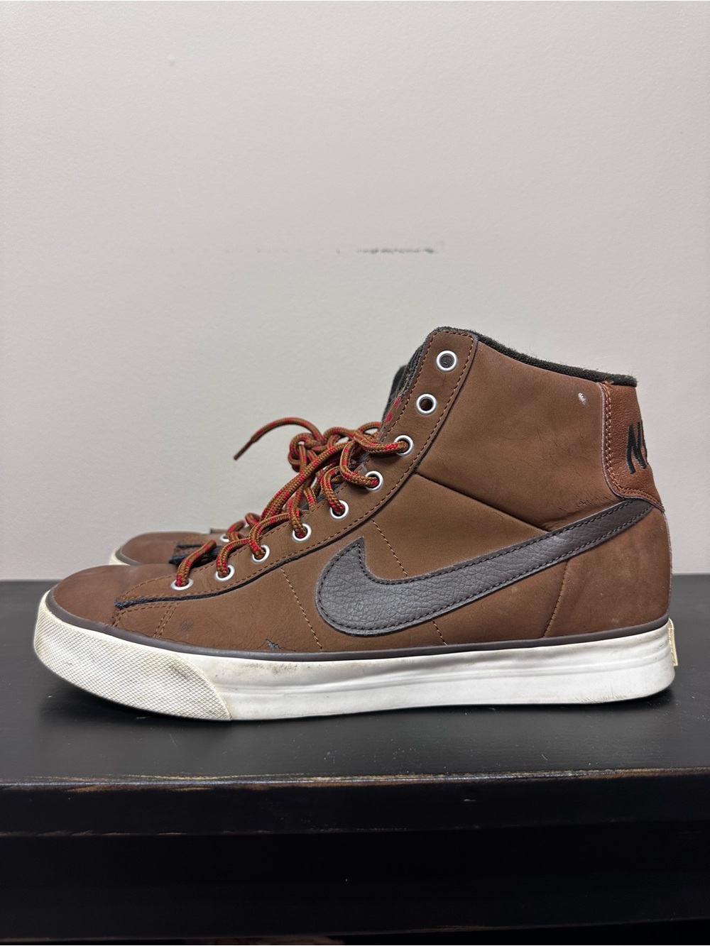Nike Brown High-Top Sneakers with Gray Swoosh